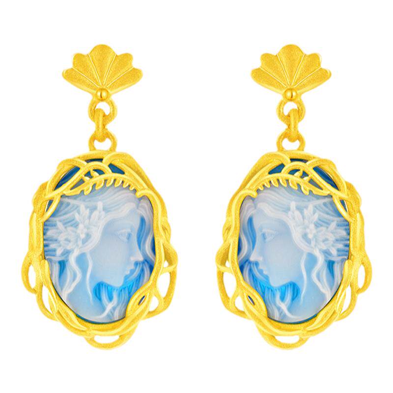 justgold镇金店雅典娜黄金耳钉