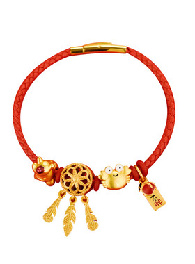 本命年沙金大孔珠手绳