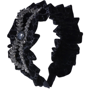 蕾丝丝绒水钻星点发箍女2024年新款宽边高颅顶压发宽头箍洗脸发卡