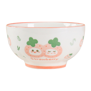 釉下彩可爱风陶瓷碗家用米饭碗高颜值餐具5.2英寸饭碗卡通小汤碗