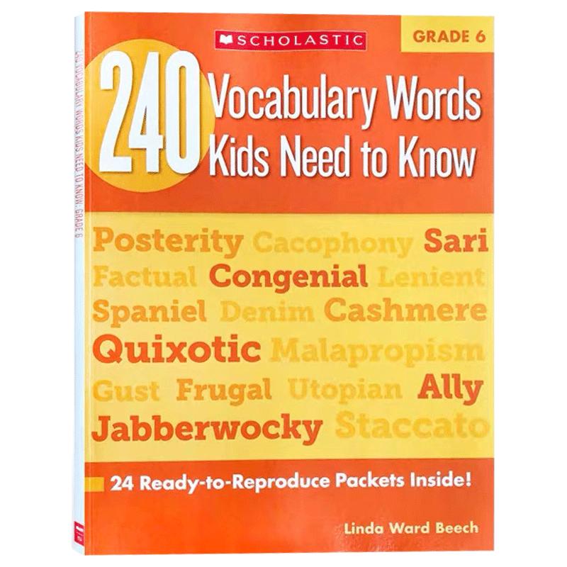 六年级孩子需要知道的240个单词240 Vocabulary Words Kids Need to Know: Grade 6英文原版Scholastic学乐儿童词汇启蒙教辅练习册