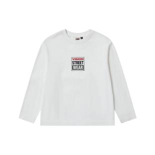 VISION KIDS 美式复古经典BOX LOGO三色圆领长袖T恤男女童装秋冬