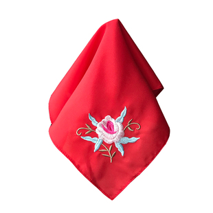 中国风礼物刺绣绣花丝绸手帕大红色结婚鸳鸯喜帕旗袍汉服舞蹈手绢