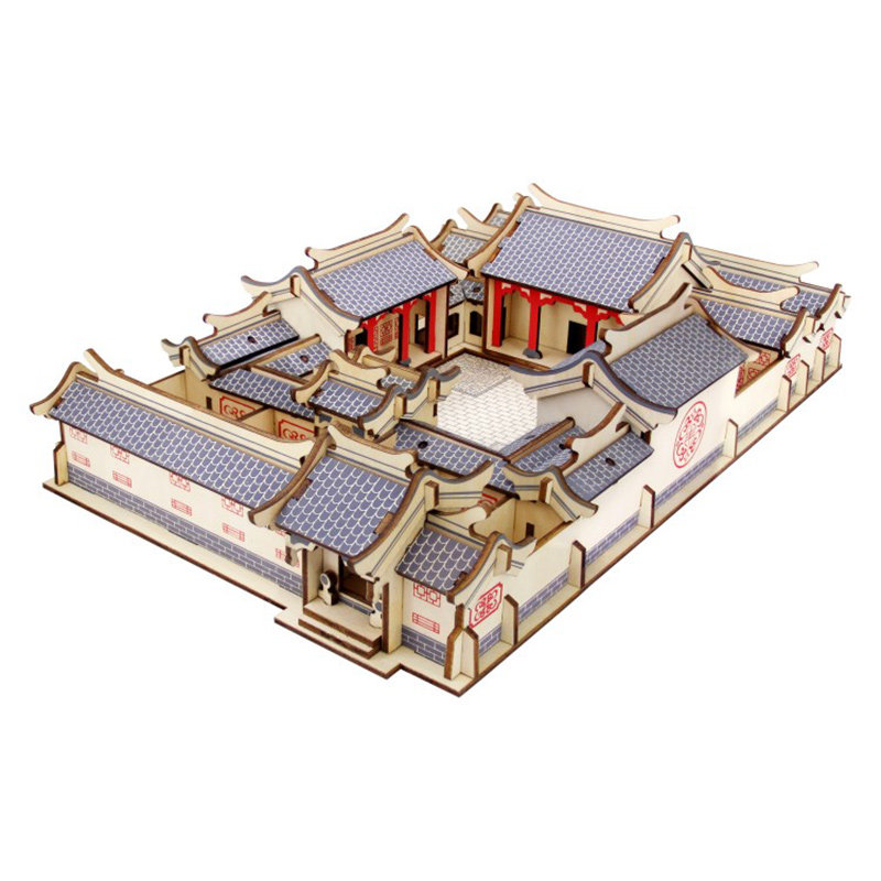 建筑立体拼图益智模型木质玩具