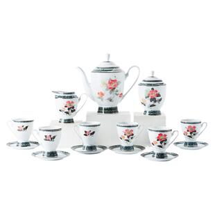 红官窑山花烂漫咖啡杯子高档精致套装中国风陶瓷下午茶具家用送礼
