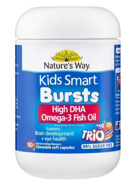澳洲直邮Natures way 佳思敏 三色儿童鱼油omega3高能DHA300mg180