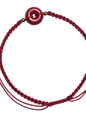 普陀山朱砂平安扣手绳马本命年招财红绳男女情侣款手链饰品紫金砂