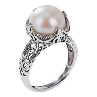 法式复古重工精致珍珠镂空戒指女开口可调节小众高级感百搭新品潮