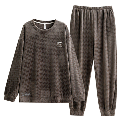 男士海岛绒睡衣秋冬季薄绒加绒