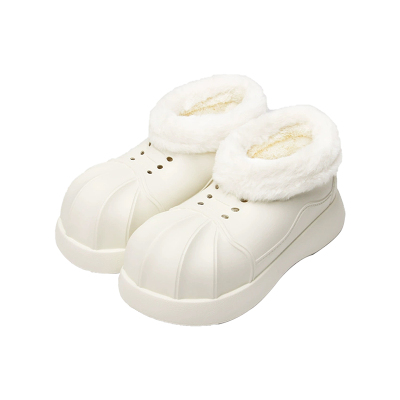 七色纺医护雪地靴2025冬季新款厚底加绒女棉拖鞋防滑保暖外穿防臭