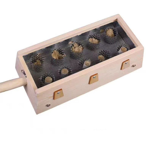 艾灸盒实木制10柱针艾灸十眼带把手柄十孔温灸八髎穴腰腹背部艾绒