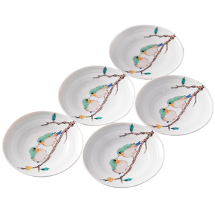 日本进口九谷烧绣眼小鸟餐具日式陶瓷盘子饭碗圆盘釉下彩寿司摆盘