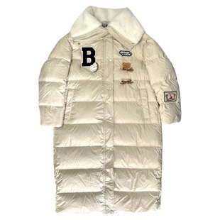 Bronze Lucia原创焦糖熊仔绒领丫丫长款羽绒服外套冬季保暖棉袄女