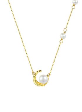 浪漫弦月天然淡水珍珠手链女S925纯银高级手饰小众设计感贝珠手串