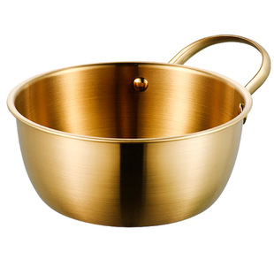 韩式不锈钢带把手面碗手柄拉面锅凉拌菜盆打蛋盆沙拉盆电磁炉煮锅