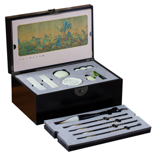 梅林笔庄君子玉案文房四宝套装礼盒笔墨纸砚初学者成人书法练字专用摆件毛笔送礼文房四宝套装专业级精品高档