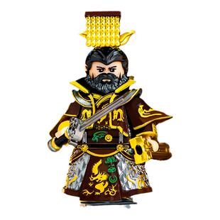 国潮玩具三国演义孙权吴国盔甲版古代积木小人仔拼装礼物适用乐高