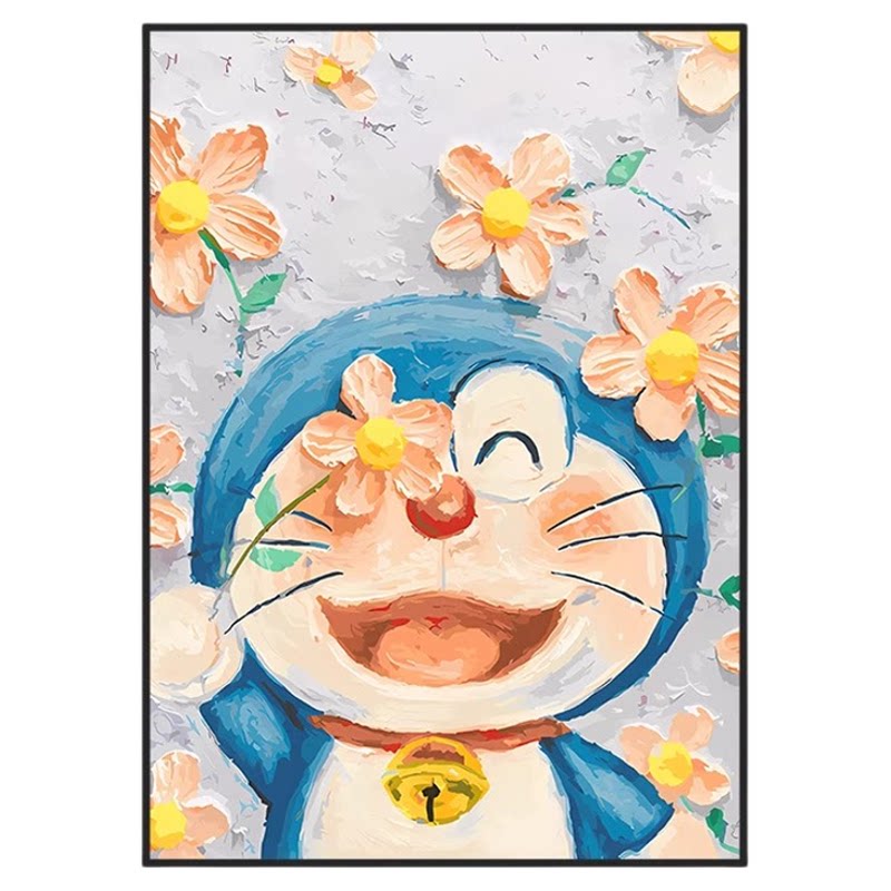 哆啦A梦装饰画卧室床头卡通挂画