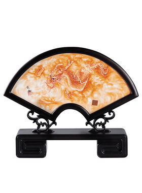 钟家窑龙纹陶瓷装饰画书房客厅博古架装饰瓷板画台面摆件大师作品