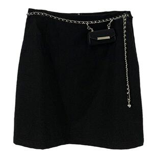 Lucidy/鲁思蒂高腰半身裙女2024春季新品百搭纯色通勤简约A字短裙