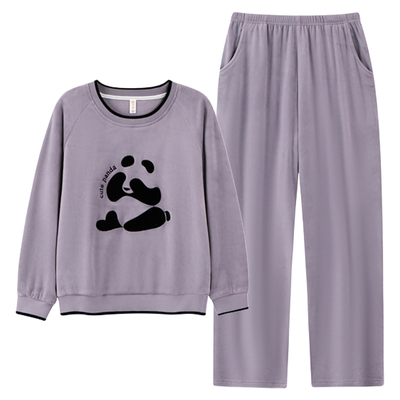 芬腾海岛绒睡衣女秋冬季薄绒加厚