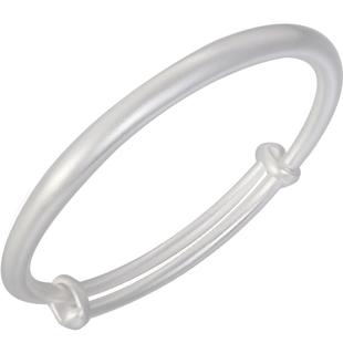 古法银手镯女9999纯素圈实心款圆手镯推拉磨砂纯银镯子情人节礼物