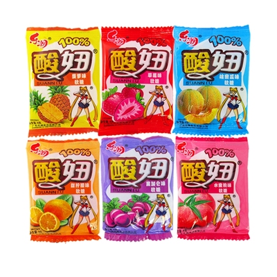 酸妞乐潮怀旧回忆小吃水果味软糖