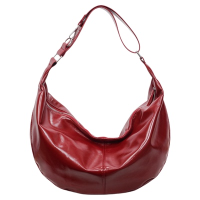 松弛感大容量复古油蜡皮饺子包