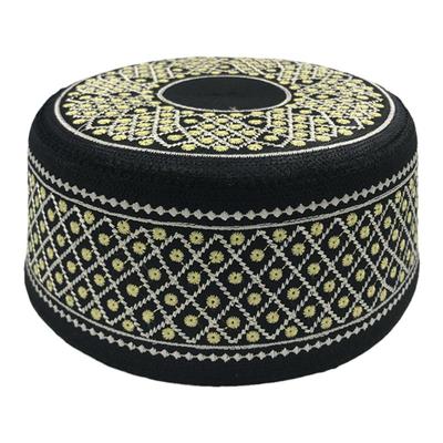 回民礼拜帽男士绣花平顶回族帽子