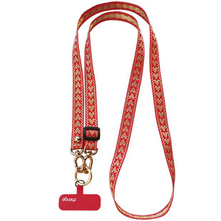 国风红刺绣手机挂绳女斜挎可调节鎏金边花纹织带宽版不勒挂脖长户外登山旅游行逛街包包套壳肩背带子原创新款