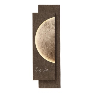 侘寂风月球玄关装饰画高级感走廊过道挂画现代简约肌理砂岩壁灯画