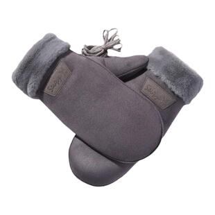 东北哈尔滨防寒手套挂脖滑雪冬季加厚防水鹿皮绒骑行连指手闷子女