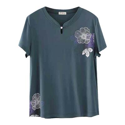 中老年风妈妈装天丝棉短袖t恤衫