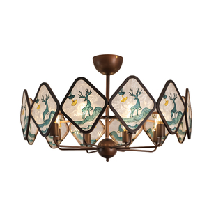 宝兮客厅吊灯中古风珐琅彩宋式美学灯具复古高端设计师新款餐厅灯