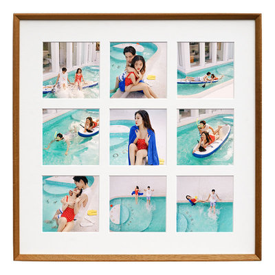 九宫格实木相框，创意婚纱照片墙