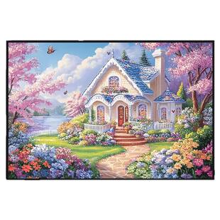 带框钻石画满钻方钻手工贴钻绣卧室客厅风景湖边花园童话小屋新款