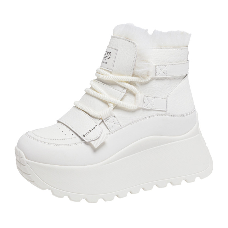真皮内增高雪地靴女冬季加绒加厚