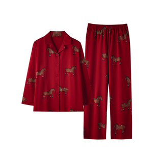 猫人红色睡衣结婚新婚情侣套装2026新款马年纯棉男女家居服礼盒装