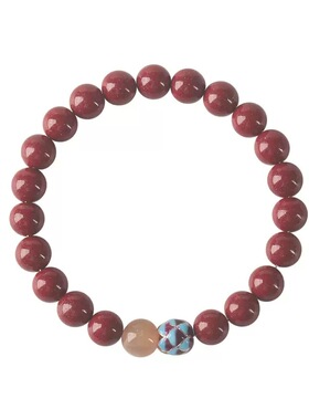 天然红晶砂莲花净心本命年朱砂手串女款高含量正品天然手链批发