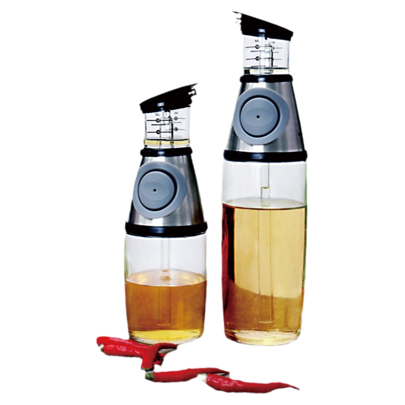 居元素油瓶厨房家用可计量按压式玻璃控油壶欧式防漏定量酱油醋瓶