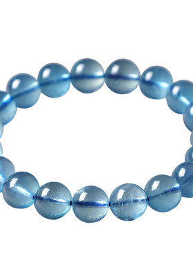 收藏保真冰种魔鬼蓝海蓝宝手链