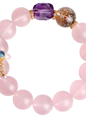 心斋堂收藏马粉水晶桃花手串女