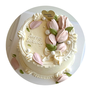 母亲节蛋糕装饰摆件郁金香刮刀花格桑花半成品巧克力配件烘焙装扮