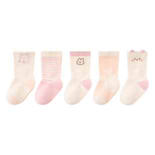 婴儿袜子秋冬儿童纯棉女童中筒袜新生幼儿宝宝长筒棉袜冬季毛圈袜