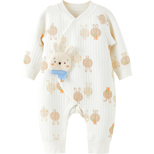 婴儿连体衣秋冬季男女宝宝加厚保暖衣服外出夹棉哈衣爬服冬装厚款