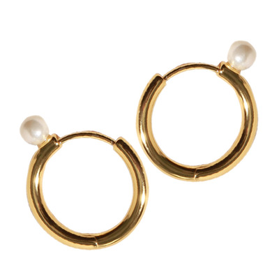 【Vris】贝拉系列-925银镀18K金环形珍珠耳环