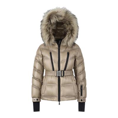 Moncler女士鹅绒带毛领羽绒服