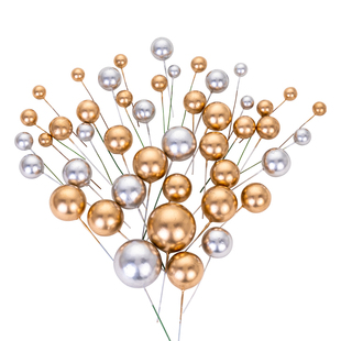 金球银色泡沫球烘焙蛋糕装饰插件粉色蓝色彩圆球生日蛋糕插牌配件