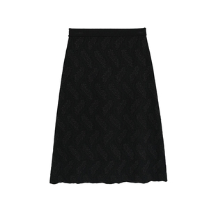 浅秋羊毛重工水波纹肌理感气质针织半身裙女新款8B40806