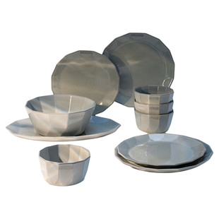 法国STAUB钻石系列陶瓷餐具套装汤饭碗鱼盘圆盘碟子铂金灰十件套